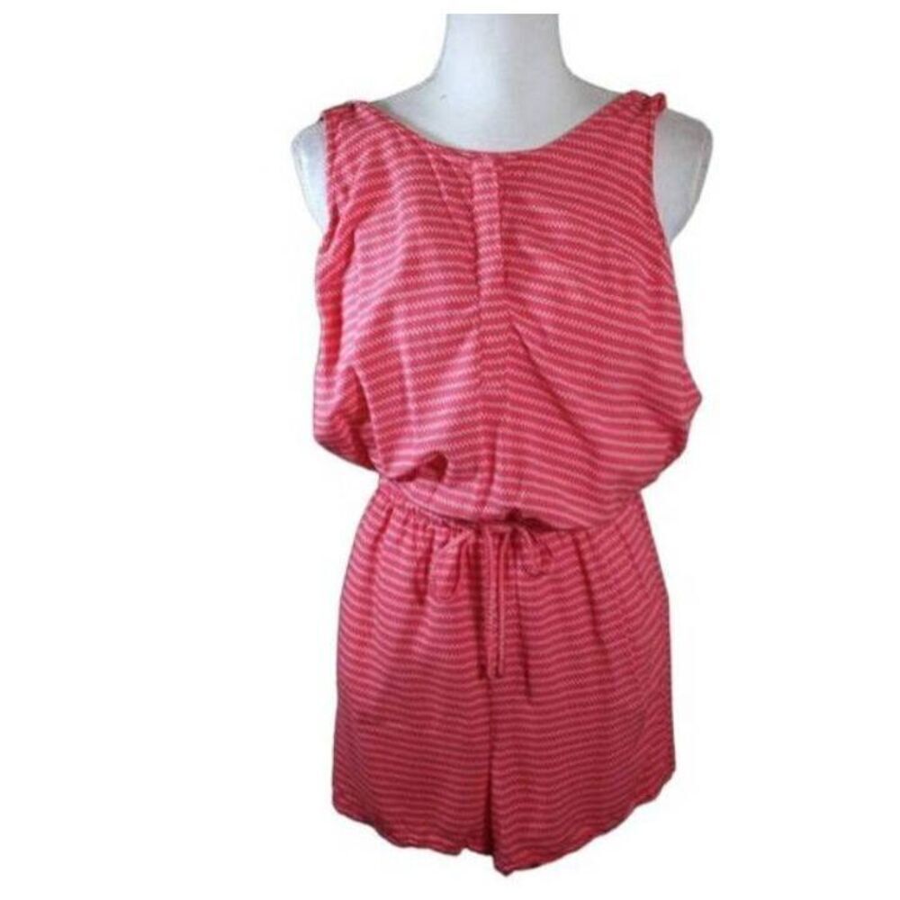 MERONA CORAL & WHITE STRIPE ROMPER SZ.XS EUC.